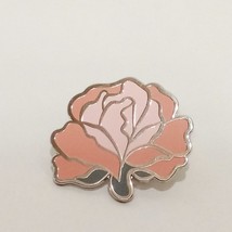 Pink Rose Flower Blossom Enamel Brooch Pin 1&quot; Metal Silver Tone - £11.89 GBP
