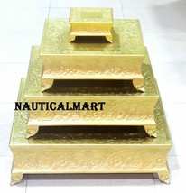 NauticalMart Beautiful Brass Finish Wedding Cake Stand Set Of 22&quot;, 18&quot;, 14&quot; 6&quot; - £168.53 GBP