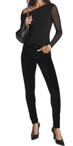 Reiss Lux Black Velvet Mid-Rise Skinny Jeans Size 25 NEW - £85.77 GBP