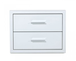 Modern Glossy White Box Nightstand with Two Drawers - $631.22