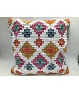 Tommy Bahama Indoor Outdoor Pillow 18&quot; Colorful Boho Southwest Diamond P... - $33.92 CAD