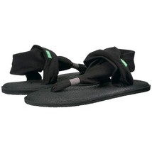 Sanuk Women Slingback Thong Sandals Yoga Sling 2 Size US 9 Black Stretch - £23.53 GBP