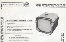 1958 ZENITH A1510L A1512J TELEVISION Tv Photofact MANUAL A1511G A1515W A... - £8.53 GBP