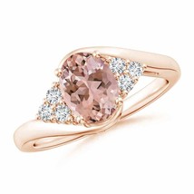 ANGARA Oval Morganite Bypass Ring with Trio Diamond Accents in 14K Gold - £1,285.75 GBP