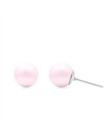Pink Swarovski Pearl Studs | 8mm Pink Pearl Earrings | Minimalist Pearl ... - $19.00