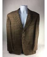 Faconnable Mens Suit Jacket Brown Plaid Lined Notch Lapel Pockets Virgin... - £37.76 GBP