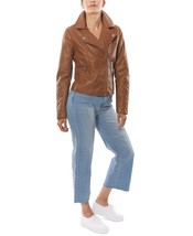 MSRP $80 Indigo Saints Faux Leather Jacket Brown Size Medium (DEFECT) - $25.65