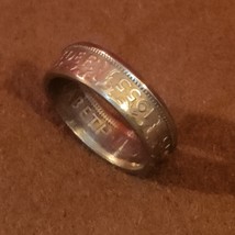 Coin Ring Two Shillings 1955 size 9 Handmade Foreign Coin - $29.03