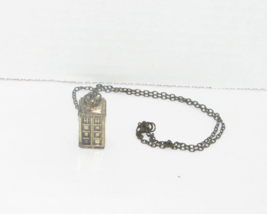 Doctor Who TARDIS Police Box Necklace &amp; Charm with Blue Rhinestone - £7.71 GBP