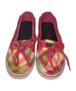 Sperry Girls Biscayne 1 Eye Pink Plaid Boat Shoes Size 10M Casual Fabric... - $14.40