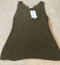 NEW Newbury Kustom Women’s V-Neck Sweater Tank Olive Size Medium NWT - $44.06