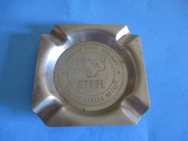 USS STEEL METAL ASHTRAY COLUMBIA STEEL CO. 4.25&quot; X 4.50&quot; ADVERTISING VIN... - $157.93 MXN