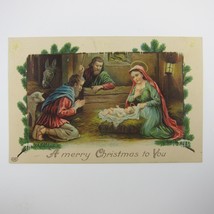 Christmas Postcard EAS German Nativity Baby Jesus Mary Shepherd Embossed Antique - £11.78 GBP