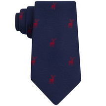 Tommy Hilfiger Navy Blue Red Reindeer Silhouette Christmas Silk Twill Tie - $24.99