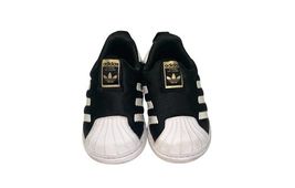 Adidas Superstar Toddler Shoes Black White Slip On Sneakers Size 5K image 2