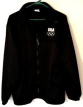 Olympic women size L jacket black zip close USA long sleeve pockets Made in USA - £9.59 GBP