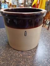 Vintage 2 Tone Brown Beige Stoneware Crock 7&quot; Tall - £27.28 GBP
