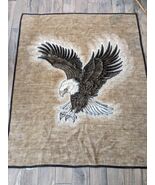 Vintage Safari Weavers bald Eagle Blanket Biker Harley brown acrylic velour - $1,095.79 MXN