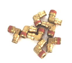LOT OF 8 NEW BRASS QUICK CONNECT MALE ELBOW FITTINGS 3/8&quot; NPT X 1/4&quot; OD - £33.93 GBP