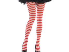 Adult Red White Striped Tights Raggedy Ann Rag Doll Pirate Fairy Pixie Jolly Elf - £7.03 GBP