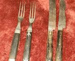 Antique Civil War Era 3 Tine WOod Handle Forks Knives 19th Century - $54.99