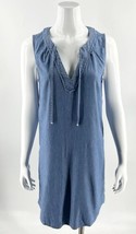 Old Navy Chambray Dress Size Small Tall Blue Tie Neck Sleeveless Shift W... - £23.74 GBP