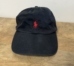 Polo Ralph Lauren Hat Cap Strap Back Black Red Pony Distressed Fade Prep... - £15.12 GBP