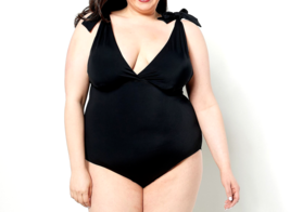 Kim Gravel x Swimsuits For All Tie Shoulder 1-Piece Suit- Solid Onyx, Regular 10 - $29.69