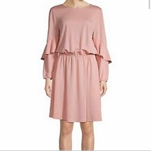 Halston dress w/ trapunto flounce sleeve blush dress - £36.94 GBP