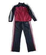 Adidas Mens L Black Red Clima365 Tracksuit Activewear 3 Stripe Pants &amp; J... - $112.74 CAD