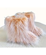 Women Furry Plush Soft Creamsicle Orange Pull On Fancy Boots Fluffy Fur ... - $49.90