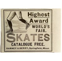 Barney &amp; Berry Ice Skates Worlds Fair 1894 Advertisement Victorian 1 ADB... - £7.98 GBP