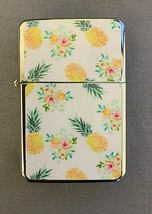 Floral Pineapple Wallpaper Flip Top Dual Torch Lighter Wind Resistant - £13.12 GBP
