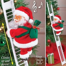 Electric Santa Climbing Up and Down Tree with Music Bag of Presents Holi... - $46.65