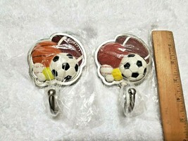 Sports Wall Hooks Hangers  Liberty Hardware Balls Coat Jacket Heavy Duty Set - £9.74 GBP