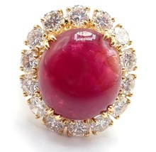 Authentic! Van Cleef &amp; Arpels 18k Yellow Gold Large Cabochon Ruby Diamond Ring - £40,213.83 GBP