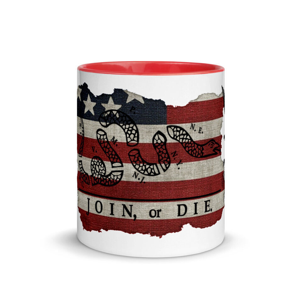 Ben Franklin JOIN OR DIE 1754 Colonial Political Cartoon Beverage Mug (4... - $18.99