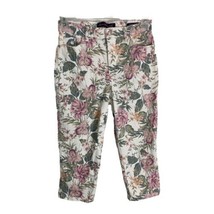 Gloria Vanderbilt Womens Pants Size 8 Petite White Pink Floral Denim Cro... - $22.34