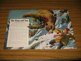 1955 Magazine Picture Bear Attacks Hunter Drawn by Raphael Cavaliere - $8.97