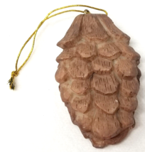 Textured Pine Cone Christmas Ornament Resin Hand Painted Brown Vintage - £9.71 GBP