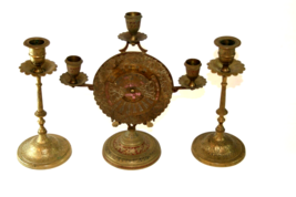 Beautiful Vintage Brass Candlesticks &amp; Calendar, Marked NARILELA&#39;S INDIA... - £27.35 GBP