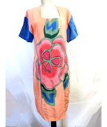 Mosswear Silk Dress short sleeve Art to wear colorful Flower womens size... - £31.60 GBP