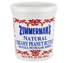 Zimmerman&#39;s Natural Creamy Peanut Butter 32 oz. Tub (No Salt Added, 2 Tubs) - £24.87 GBP