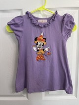 Poppins And Pan Girls 3T Purple Minnie Mouse Halloween Witch Shirt Appliqué - £6.44 GBP