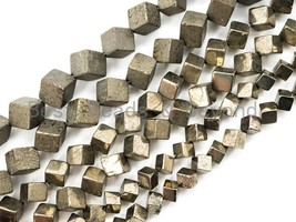 Quality Natural Pyrite Cube Beads, 6mm/10mm Natural Pyrite Dice Beads, - $15.00