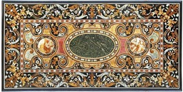 Multi Stone Luxury Marble Dining Table Unique Pattern Inlay Work Handcrafted Art - $1,285.02