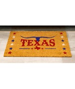 Texas Longhorn With Lone Stars Coir Coconut Fiber Floor Mat Doormat 29&quot;X17&quot; - £24.48 GBP