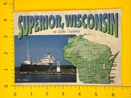 Postcard Wisconsin Lake Superior SS Meteor Museum Barkers Island Map Pos... - $3.99