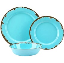 Vintage Dinnerware Set For 4 Melamine Dishes Plates Bowls Kitchen Teal 1... - £41.90 GBP