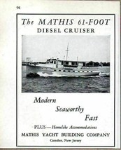 1938 Print Ad Mathis 61&#39; Diesel Cruiser Boats Mathis Yacht Building Camden,NJ - £7.05 GBP